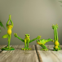 Figurine en résine de grenouille de yoga amusante, ensemble de quatre poses de fitness différentes, statue pour la décoration de bureau à domicile