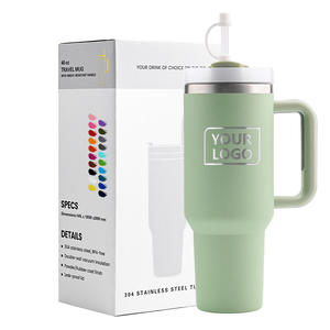 Mug de voyage isotherme en acier inoxydable à double paroi avec poignée, personnalisable avec logo, 30 oz et 40 oz - Product Image 1