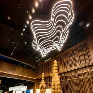 Lampadario Moderno Nordico in Metallo Blu per Hotel, Ufficio e Centro Commerciale, Lampada a Sospensione Personalizzata per Lobby Artistica e Creativa - Product Image 3