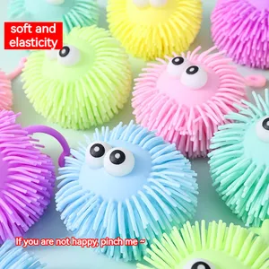 TPR Soft Rubber Convex Eye Hair Ball Soft Rubber Toy Cute Poke Hair Ball Decompression Stretch Squeeze Ball