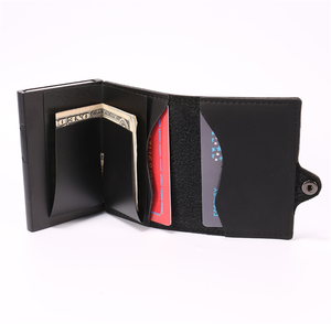 RFID Blocking PU Leather <strong>Wallet</strong> Secure Thin Card Holder Aluminum Automatic Card Box Pop up <strong>Metal</strong> Case Slim <strong>Wallet</strong> Anti Theft - Product Image 6