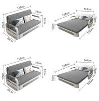 Muebles de Apartamento, Sofá Cama Plegable con Estructura Metálica, Sofá Cama Plegable Moderno con Almacenamiento