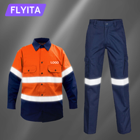 Vêtements de travail en coton haute visibilité personnalisés pour la construction, l'exploitation minière, chemise et pantalon de travail réfléchissants, uniforme de sécurité, vêtements de travail haute visibilité