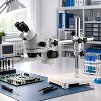 Microscope stéréoscopique binoculaire OEM avec support articulé pour la soudure de circuits imprimés, la réparation de bijoux et l'inspection industrielle
