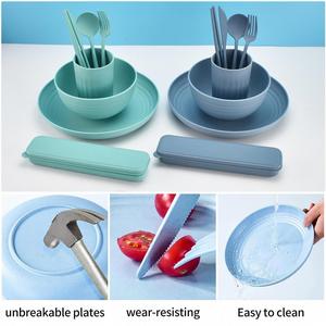 Vente en gros d'assiettes réutilisables personnalisées avec logo pour la cuisine et les restaurants, vaisselle nordique biodégradable incassable en paille de blé - Product Image 4