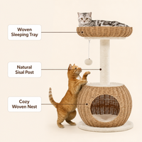Arbre à chat d'intérieur, tour pour chat, lit champignon en peluche, griffoir, maisonnette pour chat, jouet, matériau sisal, 2+ niveaux, design mignon, luxueux et moderne, en carton