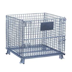 Warehouse Wholesale Foldable Lockable Wire Mesh Transport Metal Storage Wire Mesh <strong>Pallet</strong> <strong>Cage</strong> - Product Image 2