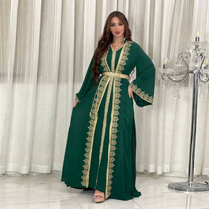 Robes de fête pour femmes musulmanes pour l'Aïd, ensemble de 2 pièces, broderie, robe longue arabe, Ramadan, Abayas de Dubaï, Kaftan islamique, robe musulmane pour femmes - Product Image 4