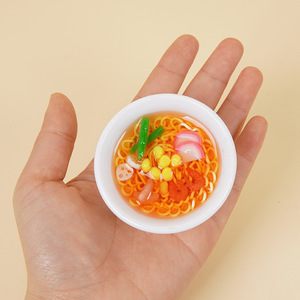 Simulated food model, imitation white porcelain noodle bowl pendant, handmade food toy, seafood, noodles, rice, <b>bag</b> <b>charm</b> - Product Image 3