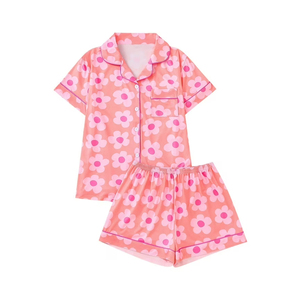 Solid Core Sleep Set Button-Front Shorts And Crew Neck Top 100% Cotton Women Neutral Tone Capsule Wardrobe Foundation Essential - Product Image 1