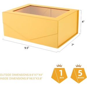 Caja de regalo amarilla con tapa y ventana, caja de regalo transparente, con cinta, caja para propuesta de dama de honor, se puede personalizar - Product Image 6