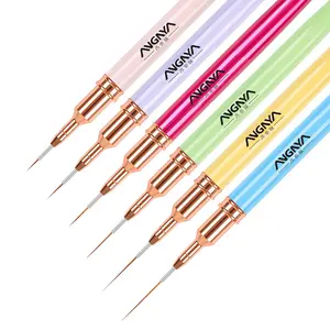 ANGNYA 2024 Metal Handle Custom Logo 5mm~25mm Oval Gel Nail Art Brush Petal Aquarell Brush Nail Painting Detail Liner Brushes