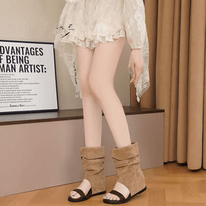 Nuovi <span class=keywords><strong>Stivali</strong></span> da Donna Stile Western <span class=keywords><strong>Cowboy</strong></span> 2026, Design Retrò con Cinturino, Tacco Alto in Camoscio, Modello Estivo - Product Image 3