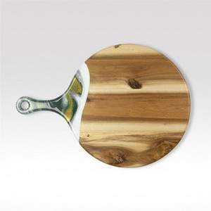 Planche à découper ronde en bois d'acacia de 12 pouces de qualité supérieure avec poignée, planche de cuisine multifonctionnelle pour les cadeaux d'affaires et promotionnels - Product Image 4