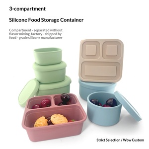 New Silicone Gel Food Storage Container Square <b>Compartments</b> Heat Preservation Solid Color for Fruits Microwaving <b>Lunch</b> <b>Boxes</b> - Product Image 2