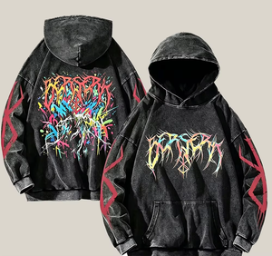 Sudadera con Capucha Oversize para Hombre, Blanca, de Algodón, Estilo Urbano, con Bolsillos, Diseño Estampado, Corte Regular, Transpirable, Tejida, para Otoño - Product Image 3