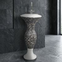 Ensemble de lavabo en céramique de porcelaine avec piédestal complet, design dauphin blanc