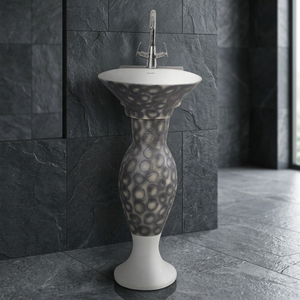 White Dolphin Design Porcelain Ceramic Wash Basin Two Piece <b>Full</b> Pedestal Set - Product Image 2
