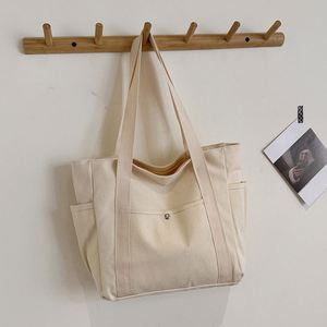 Sac fourre-tout en toile grande capacité avec plusieurs poches |   Sac à bandoulière polyvalent pour femme, idéal pour l'université, le travail et les trajets quotidiens - Product Image 2