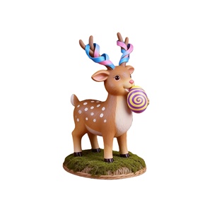 Ornamento Pasquale Festivo a Forma di Cervo in Poliresina con Lecca-lecca Colorato, Decorazione Affascinante per Mensole e Scrivanie, Pezzo Unico Personalizzato in Poliresina - Product Image 1