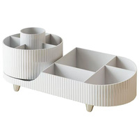 Organisateur de cosmétiques de luxe, support pour pinceaux de maquillage, support pour rouges à lèvres, rangement de bureau pour coiffeuse, vente en gros, rotatif à 360°, en plastique PVC léger
