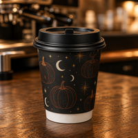 Gobelet en carton à double paroi Ghost, forme croissant de lune, Kraft, isolé, jetable, 12oz, recyclable, vente en gros en vrac, fournisseur d'usine