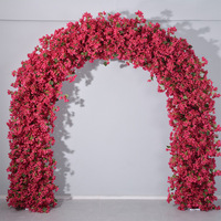 Romantische rode zijden rozen handgemaakte bruidsboog bloemenkrans voor huwelijksceremonie feest podiumdecoratie Moederdag