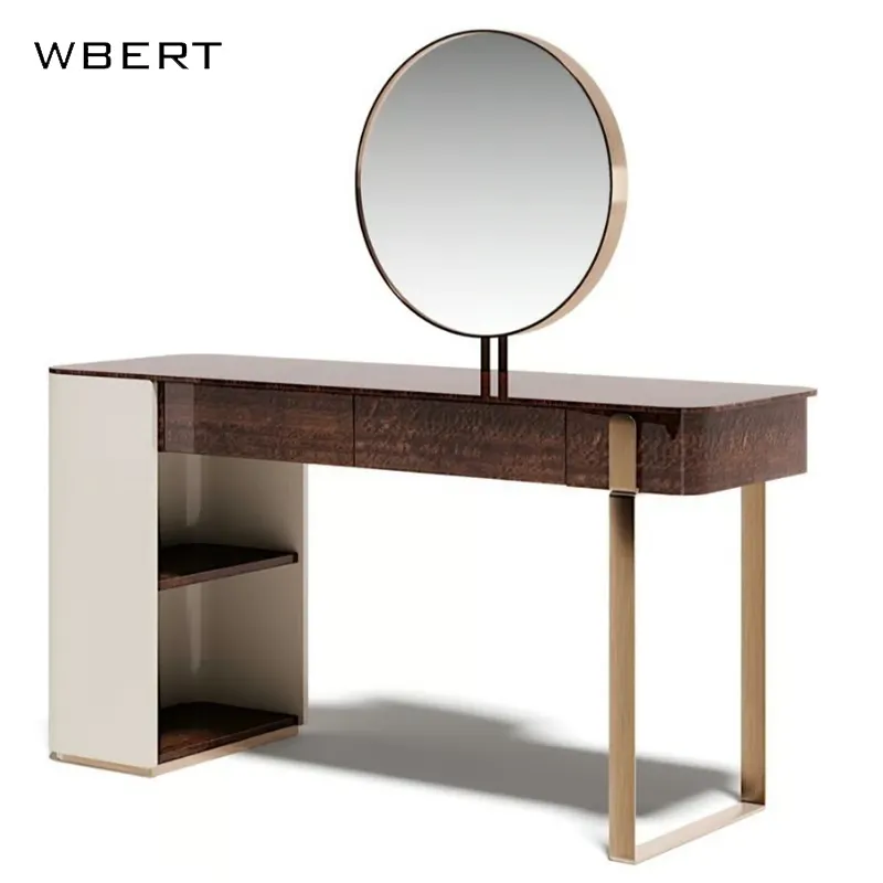 WBERT vanità di lusso leggero italiano, tavolo da trucco design di fascia alta, moderno e minimalista stazione per il trucco della camera da letto