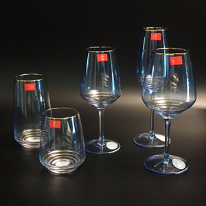 Gold Rimmed Wine <b>Glasses</b> Handblown <b>Glass</b> Stemware Set Elegant Bell Shape for Party Banquet Wedding Bar - Product Image 1
