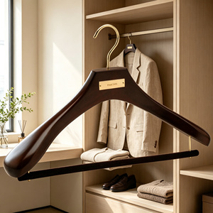 LINDON Appendiabiti di <span class=keywords><strong>Lusso</strong></span> in Noce Scuro con Logo Personalizzato, Elegante per Negozi di Abbigliamento e Armadi di Hotel - Product Image 4