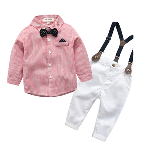 Ensemble chemise à manches courtes en coton rayé et short <span class=keywords><strong>blanc</strong></span> pour garçons quatre pièces vêtements pour enfants et bébés - Product Image 2