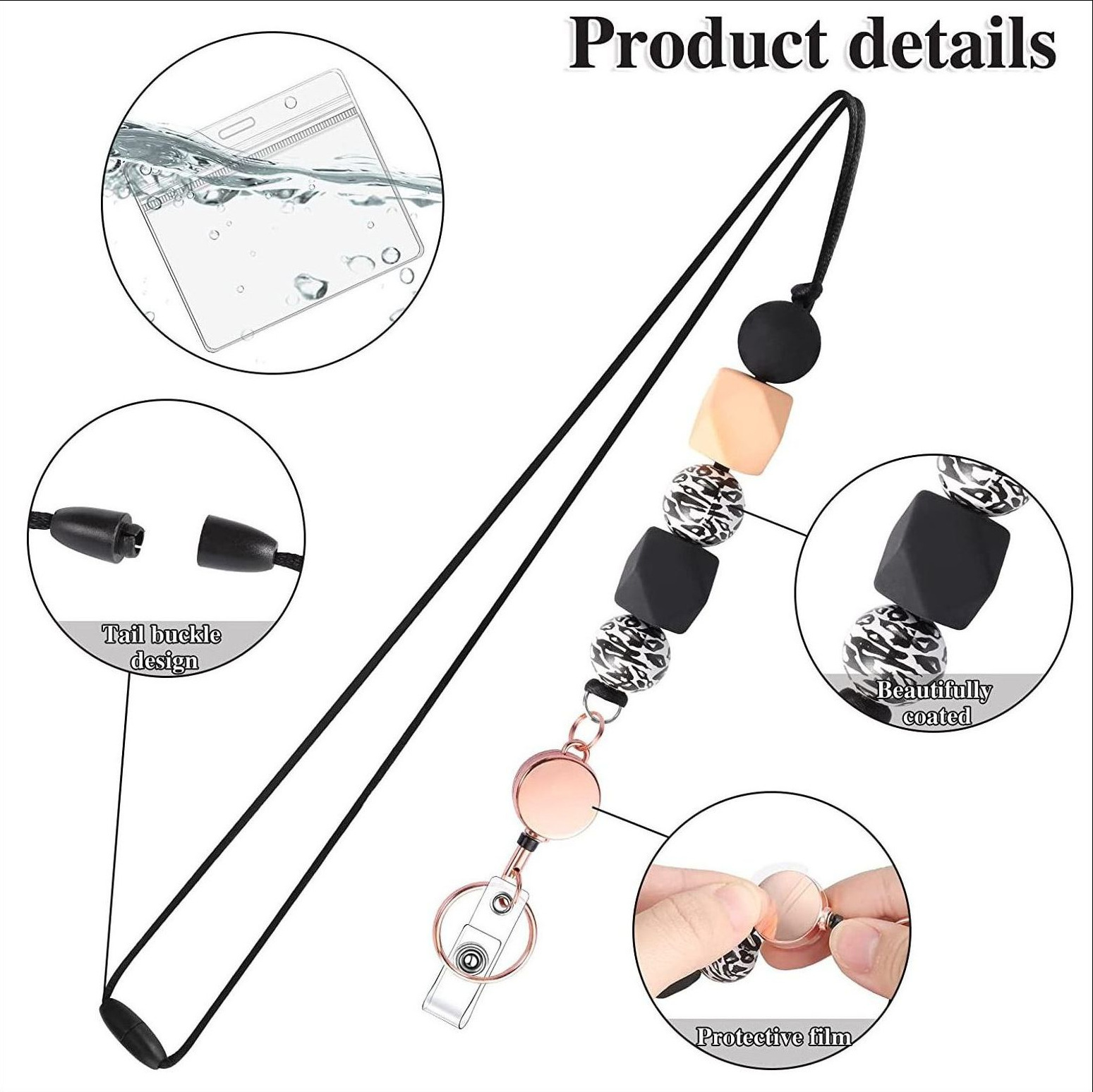 Fashion Multi-colors High Quality UV Printing ID Card Certificate Accessories Waterproof Durable Silicone Lanyards Plastic Image 4