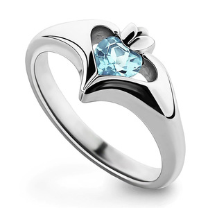 Anello a Forma di Cuore con Zircone Blu Oceano per Donne, Gioiello da Dito Semplice e alla Moda - Product Image 3