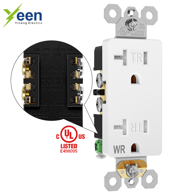 US Standard Duplex Receptacle Outlet American Wall Socket UL Listed Weather Resistant 20A Electrical Power Socket Factory