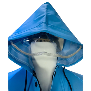 Impermeable Industrial de PVC Azul Resistente con Cinta Reflectante y Logotipo Personalizado en la Espalda - Product Image 2