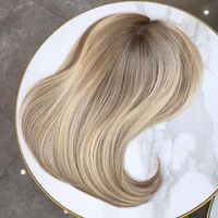 Livraison rapide Blonde Highlight Toppers Pour Femmes Base En Soie Topper Postiches Soie Top Vierge Remy Cuticule Cheveux Humains Toupet