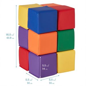 Couverture en tissu amovible et lavable, blocs de mousse souples de 5,5 pouces, ensemble de blocs pour les tout-petits, les enfants, jouet éducatif de construction - Product Image 3