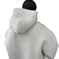Sudadera con capucha personalizada de 500 g/m² con hombros caídos, para fabricantes, en blanco, bordada, con estampado 3D de espuma, de Spandex/Algodón, corte cropped y holgado