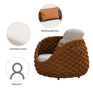 屋外籐椅子ソファガーデン屋外中庭レジャーバルコニーリビングルームヴィラ籐ソファコンビネーション家具 - Product Image 5