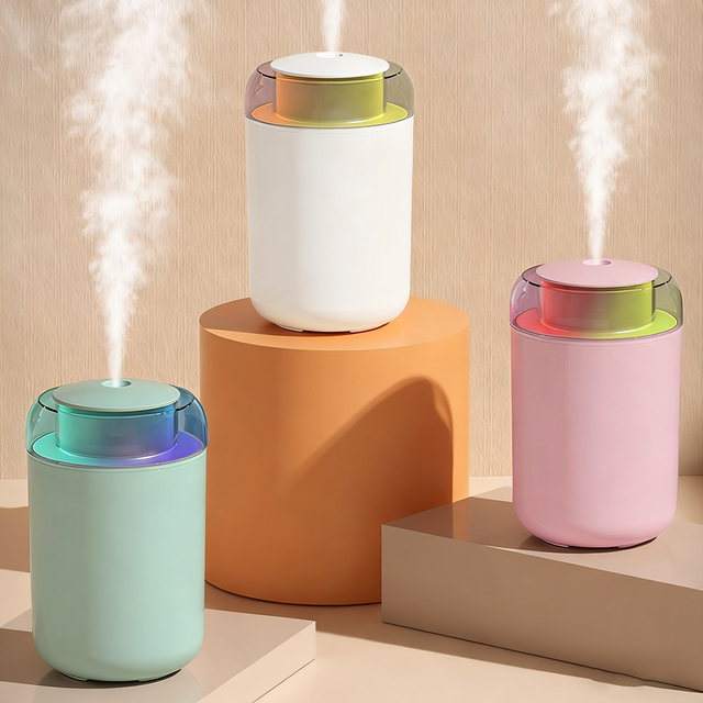 Modern 1.2L Portable Ultrasonic Cooler Air Mist Car Humidifier 3 Spray Modes USB Battery Mini Personal Colorful Lights Outdoor