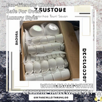 Service de vaisselle de luxe moderne en porcelaine céramique, 12 pièces, durable et écoresponsable, blanc, assiettes, bols, tasses, soucoupes