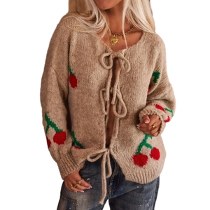 Suéter Cárdigan con Bordado de Cerezas en Jacquard, Nuevo Producto al por Mayor, Moda Femenina - Product Image 3