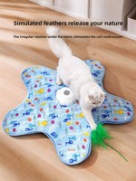 Nuevo Juguete Interactivo Giratorio Inteligente para Gatos, Juguete Automático de Caza y Escondite para Perros con Sonido de Pájaro Biónico para Aliviar la Ansiedad