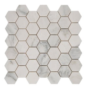 48X48 Thassos Statuary Đá Cẩm Thạch Trắng Tầng Mosaic Hexagon Cho Sàn Phòng Tắm - Product Image 1