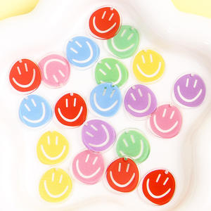 Gantungan kunci warna permen Macaron Fashion, gantungan kunci wajah tersenyum akrilik, gantungan kunci pesona untuk wanita anak perempuan - Product Image 3