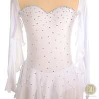 LIUHUO Robe de patinage artistique Robe de patinage blanche Robe de danse justaucorps dentelle florale Robe dorée et grise CA