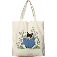 Dlzdn Sac fourre-tout esthétique pour chat, motif chat tuxedo mignon, sac de courses réutilisable, sac de plage, cadeaux d'anniversaire pour femmes et professeurs