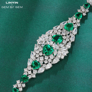 Vòng tay cổ điển bạc S925 đính kim cương và ngọc lục bảo dành cho nữ, trang sức cao cấp, mới, sản xuất theo đơn đặt hàng (OEM/ODM) - Product Image 4