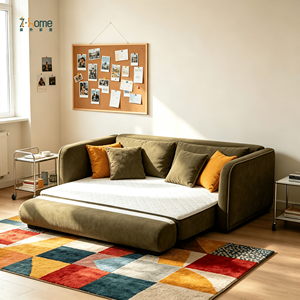 Vacuum Compressed <b>Sofa</b> Bed Two Seat Convertible <b>Sleeper</b> Pillow Back Fabric Loveseat Space-Saving Design Living Room Apartment - Product Image 4