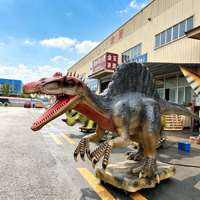 Modèle de dinosaure animatronique réaliste, équipement de parc d'attractions extérieur, interaction Dino World Dragon